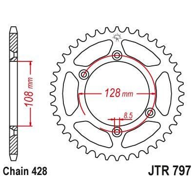 Load image into Gallery viewer, JT Sprockets Rear Steel Sprocket 51 Tooth 51T 428 Chain JTR797.51
