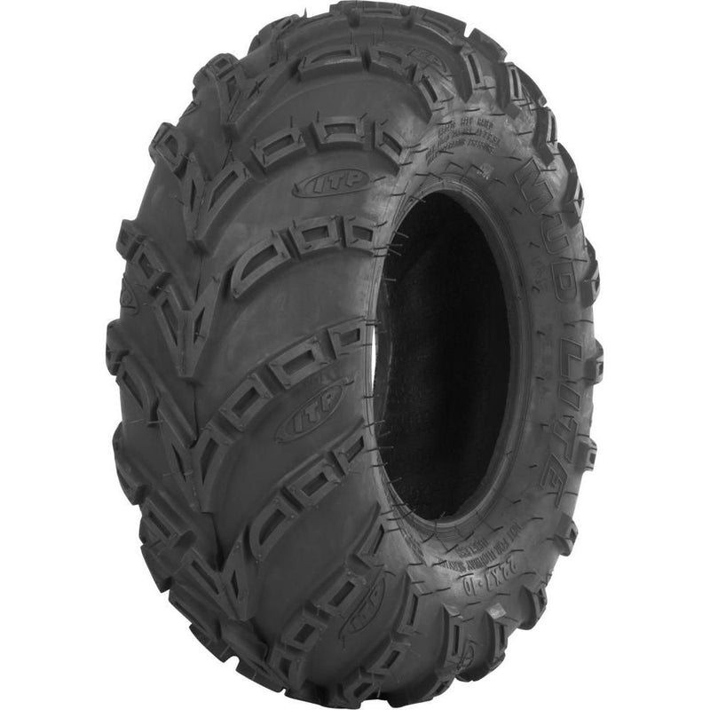 Load image into Gallery viewer, ITP SS212 12&quot; Machined Black Wheels And Mud Lite Tires [25x10-12]
