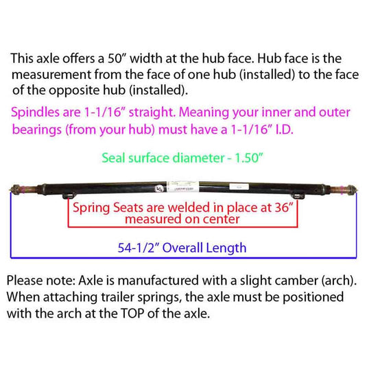 2,200 lb. Straight Axle Tube - 50 Inch Hub Face