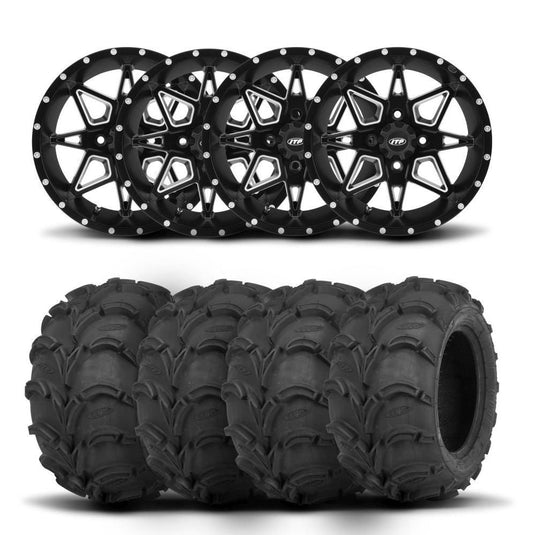 ITP Tornado 14" Matte Black Wheels And Mud Lite Tires [30x12-14]