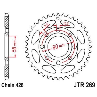 Load image into Gallery viewer, JT Sprockets Rear Steel Sprocket 45 Tooth 45T 428 Chain JTR269.45
