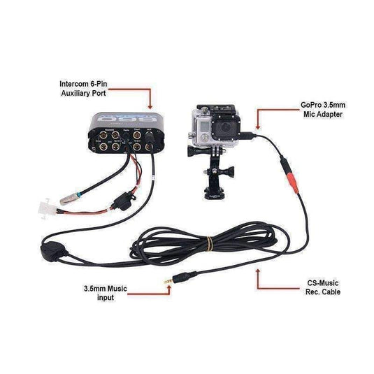 Rugged Radios Music Input and Audio Record Connect Cable for Intercom AUX Port CS-MUSIC-REC