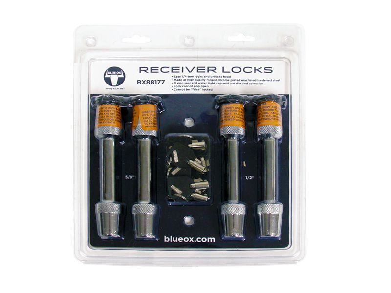 Load image into Gallery viewer, Blue Ox BX88177 Receiver Lock Kit, (2) 1/2 Locks, (2) 5/8 locks (4 Pack)
