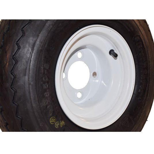 Golf Cart Wheel Assembly - 18 x 8.5 - 8 Sawtooth Tire on 8 x 7, 4 on 4 White Steel Wheel
