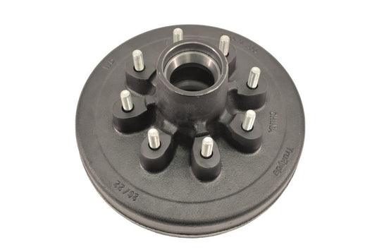 Trailer Hub/Drum Assembly With Bearings, 8 On 6-1/2" Bolt Circle, 3,500 Lb. Capacity For 1-3/4" To 1-1/4" Tapered Spindle W/ EZ Lube Cap & Plug (HD-1208-02-EZ)