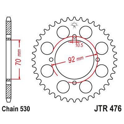 Load image into Gallery viewer, JT Sprockets Rear Steel Sprocket 45 Tooth 45T 530 Chain JTR476.45
