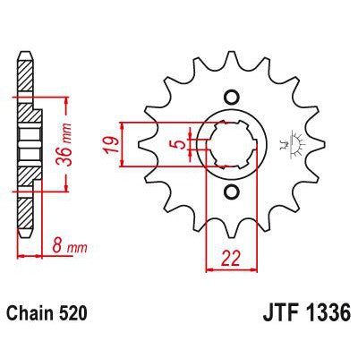 JT Sprockets Front Steel Countershaft Sprocket 13 Tooth 13T 520 Chain