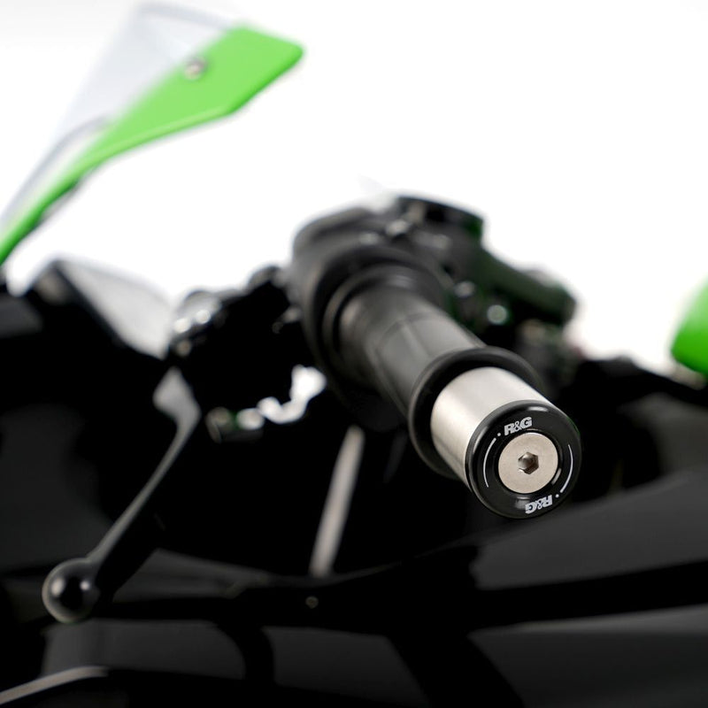 Load image into Gallery viewer, R&amp;G Racing Black Bar End Sliders For 2018-2020 Kawasaki Ninja 250

