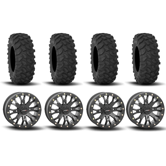 System 3 SB-4 Beadlock Matte Black 15" Wheels And XTR370 Tires [30x10-15]