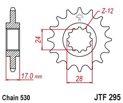 Load image into Gallery viewer, JT Sprockets Front Steel Countershaft Sprocket 14 Tooth 14T 530 Chain JTF295.14
