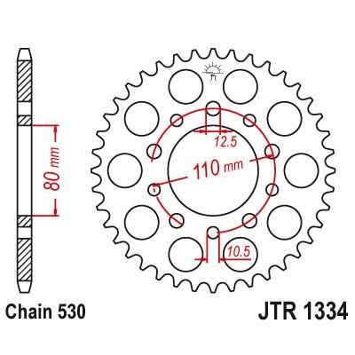 JT Sprockets Rear Steel Sprocket 42 Tooth 42T 530 Chain For Honda CBR1000F 1989-1995 JTR1334.42