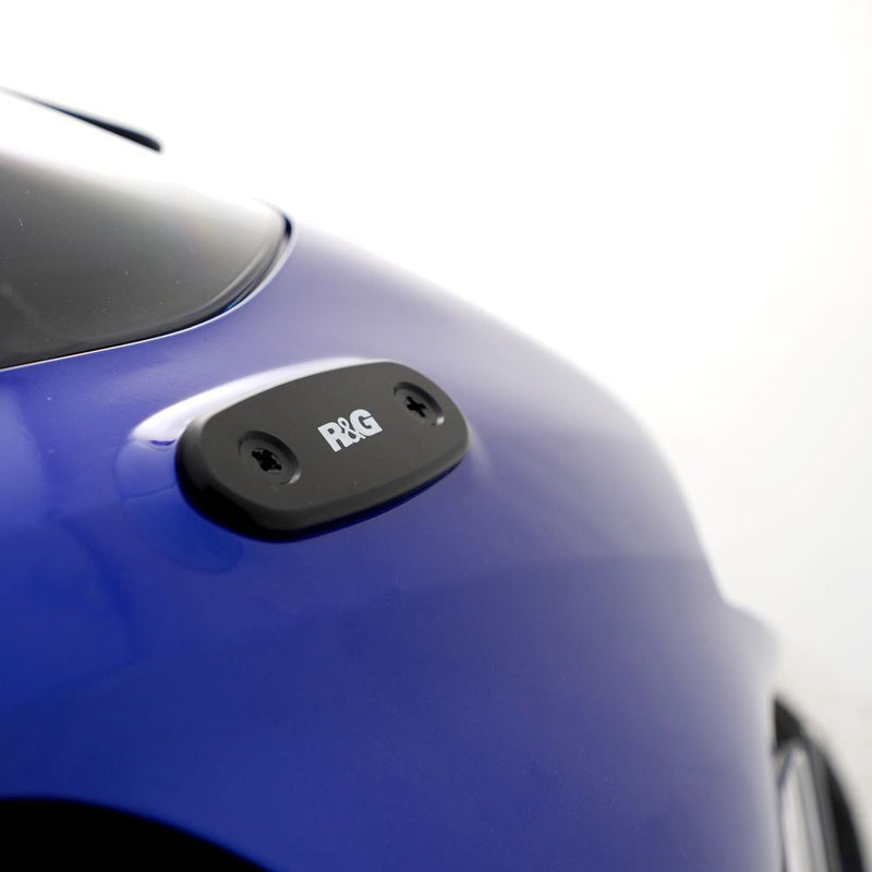 Load image into Gallery viewer, R&amp;G Racing Black Mirror Delete Blanking Plates For 2019-2024 Yamaha YZF R3
