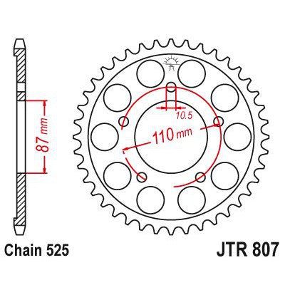 JT Sprockets Rear Steel Sprocket 48 Tooth 48T 525 Chain JTR807.48