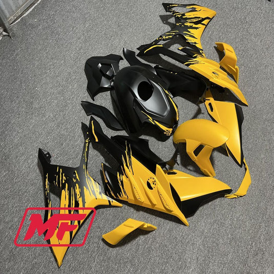 Monster Fairings Full Kit BMW S1000RR 23-2024 Matte Black & Yellow Splash + Windshield + Gas Tank Cover