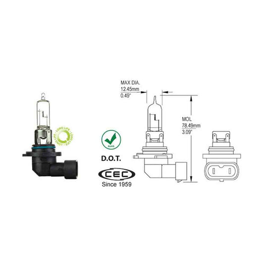 9005LL, T4, 12 Volt, 65 Watt, P20d, Long-Life, Halogen Headlight Bulb - Application Specific