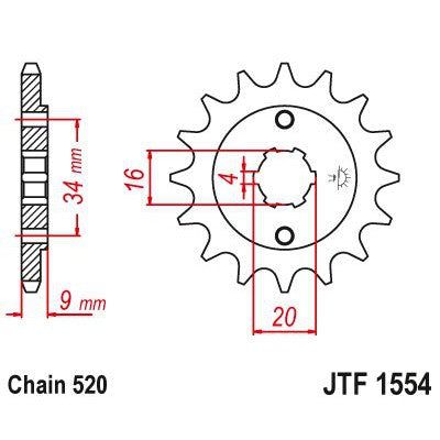 JT Sprockets Front Steel Sprocket 15 Tooth 15T 520 Chain JTF1554.15