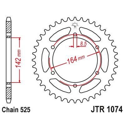 JT Sprockets Rear Steel Sprocket 44 Tooth 44T 525 Chain For Hyosung GT650 Naked 2004-2015 JTR1074.44