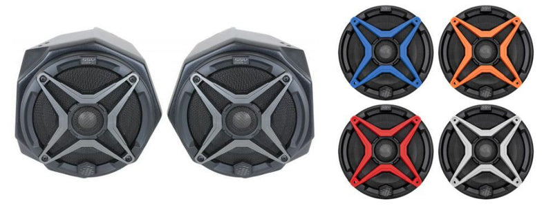 Load image into Gallery viewer, SSV Works Front 6.5&quot; Speaker Pods With Orange Grilles
