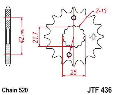 Load image into Gallery viewer, JT Sprockets Front Steel Countershaft Sprocket 13 Tooth 13T 520 Chain JTF436.13
