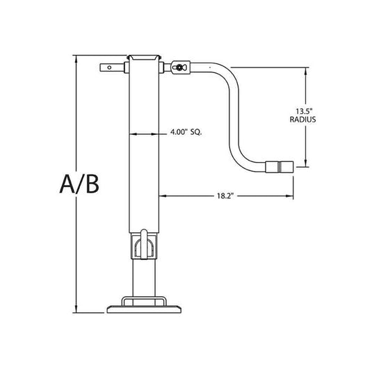 Bulldog Heavy Duty Square Trailer Jack, 12,000 lbs. Support Capacity, Side Wind, 12-1/2 in. Travel, No Handle