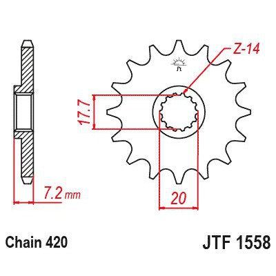 JT Sprockets Front Steel Countershaft Sprocket 14 Tooth 14T 420 Chain