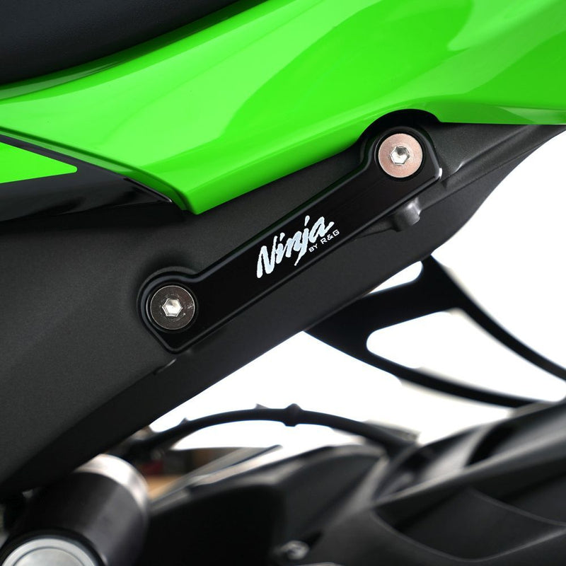 Load image into Gallery viewer, R&amp;G Racing Black Footrest Delete Blanking Plates For 2009-2012 Kawasaki Ninja ZX6R ZX600R
