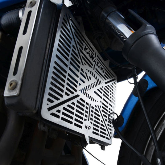 R&G Racing Stainless Steel Branded Radiator Guard For 2020-2024 Kawasaki Ninja 1000SX ZX1000