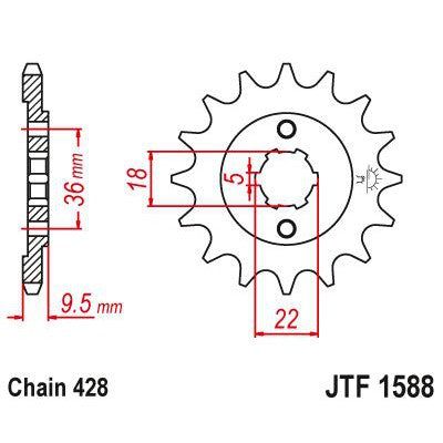 Load image into Gallery viewer, JT Sprockets Front Steel Sprocket 19 Tooth 19T 428 Chain JTF1588.19
