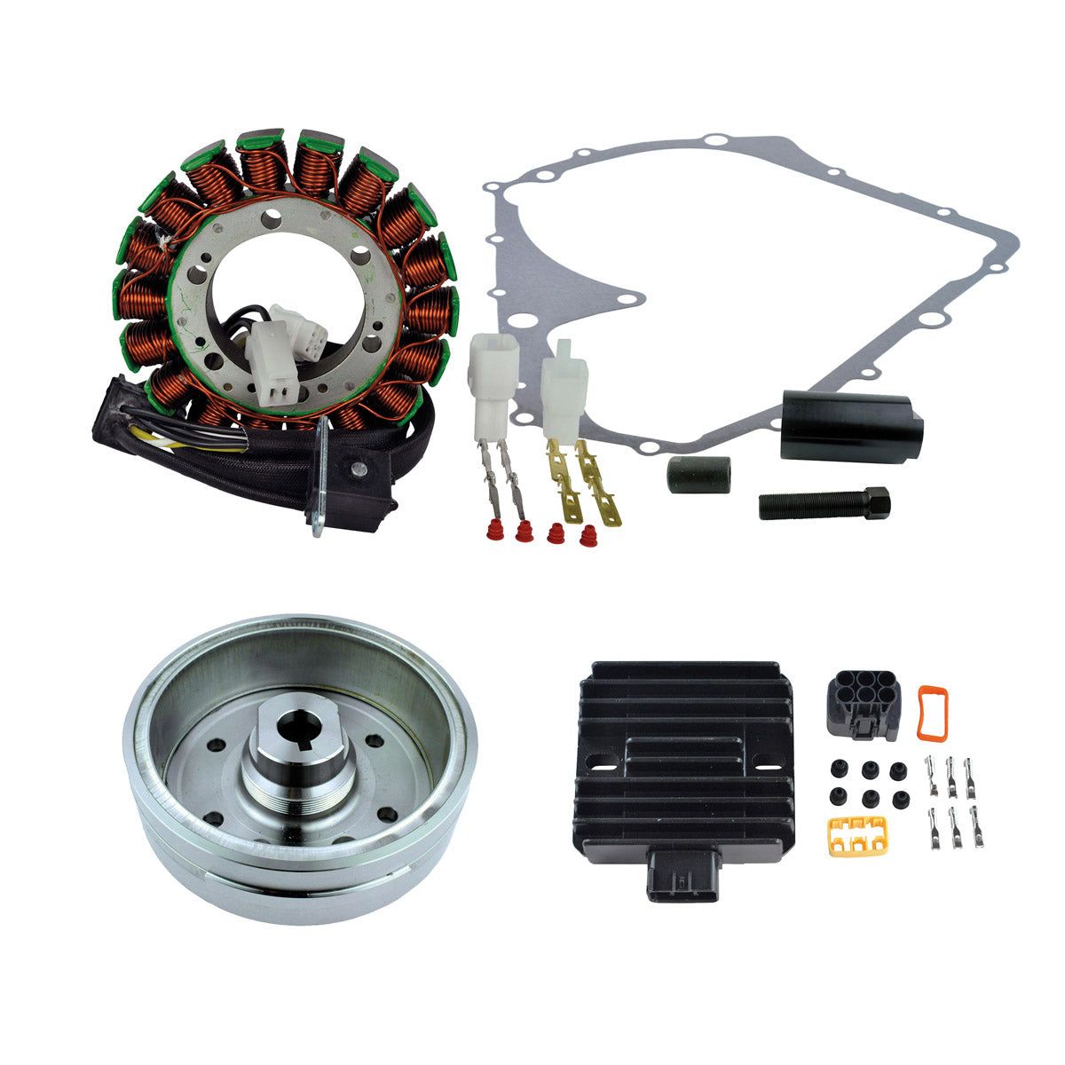 RMStator Stator Kit With Voltage Regulator , Flywheel , Crankcase Cover Gasket And Puller Tool