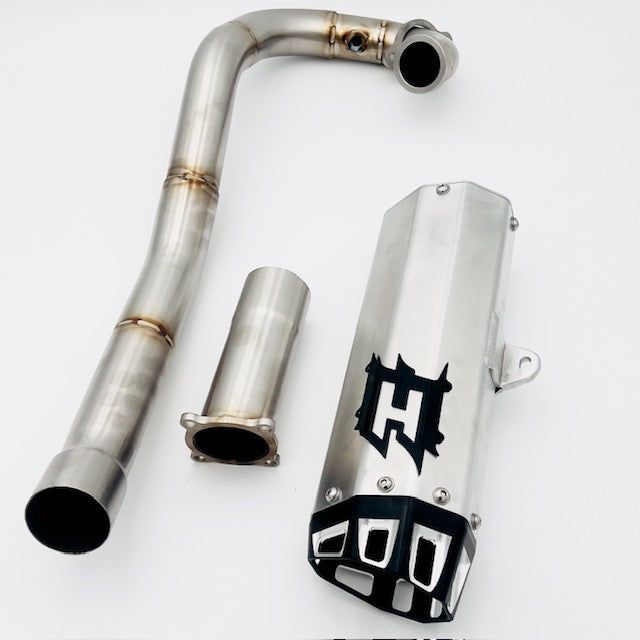 Empire Industries Full System Exhaust Brushed Aluminum/Black For KTM 690 SMCR 2019-2022