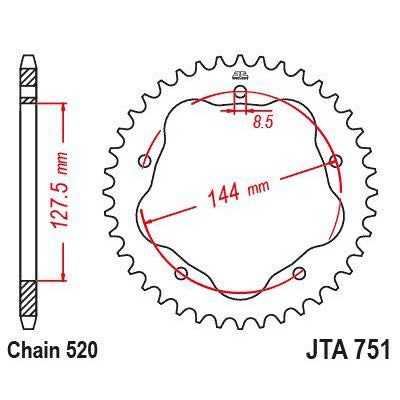 JT Sprockets Rear Racelite Aluminum Race Sprocket Black 38 Tooth 38T 520 Chain