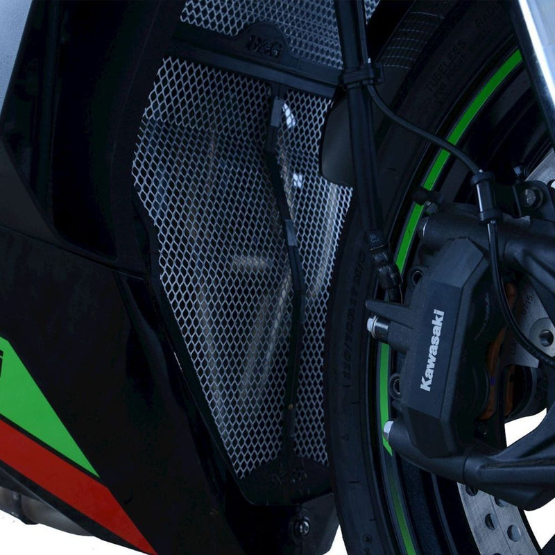 Load image into Gallery viewer, R&amp;G Racing Black Downpipe Grill For 2020 Kawasaki Ninja ZX-25R DG0045BK
