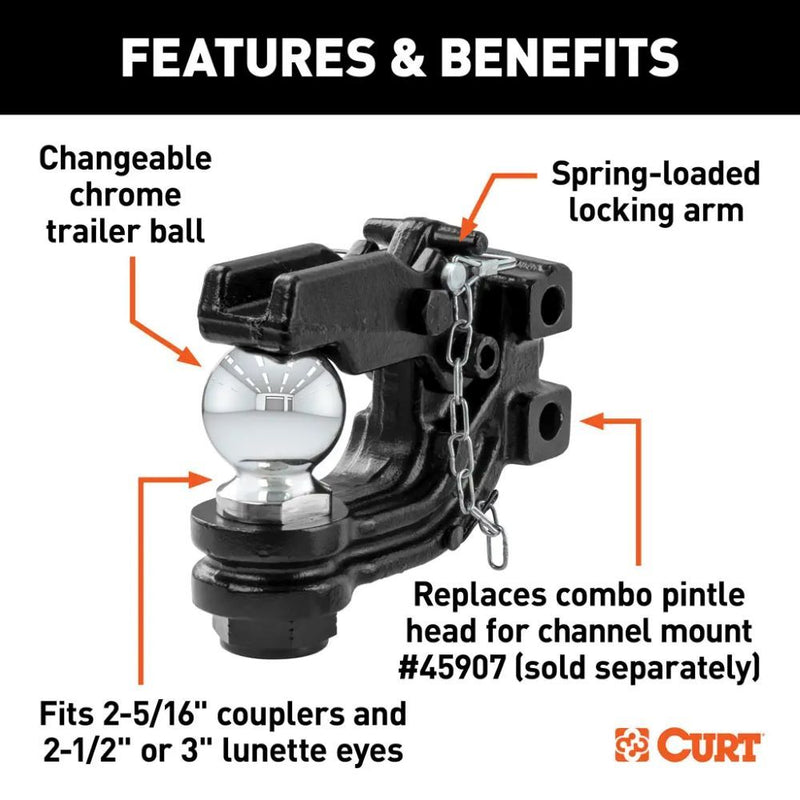 Load image into Gallery viewer, Replacement Channel Mount Ball &amp; Pintle Hitch (2-5/16&quot; Ball, 13,000 lbs.) - Curt
