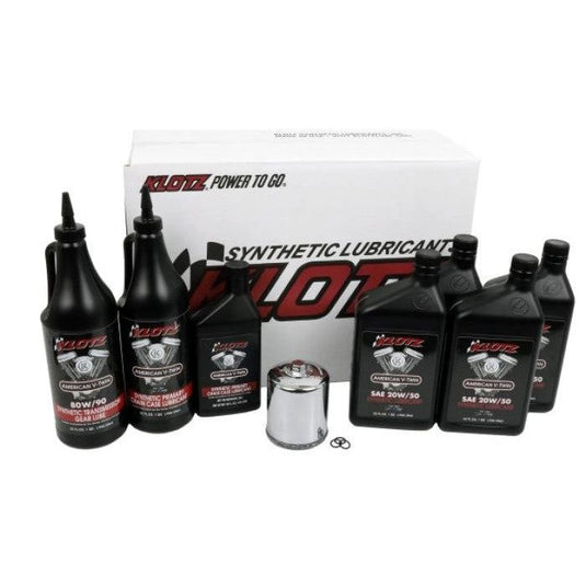 Klotz Premium 20W/50 4 Quart Synthetic Oil Change Kit For Harley-Davidson Evolution Big Twin