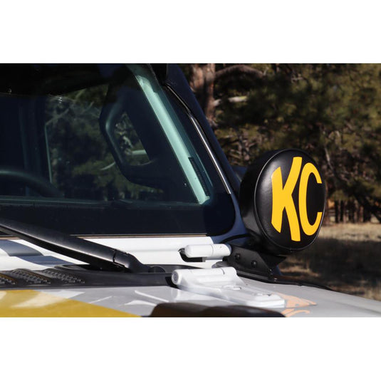 KC HiLiTES Cover; 6" Vinyl Black w/ Yellow KC Soft (pr) 5102