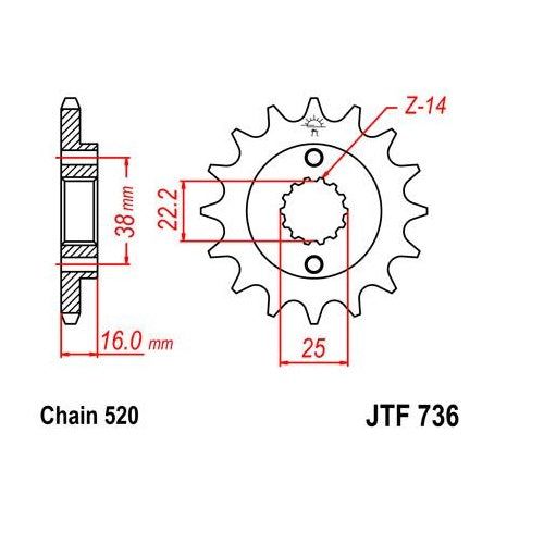Steel Front Sprocket 14T for Street DUCATI 750 SS 2000-2002
