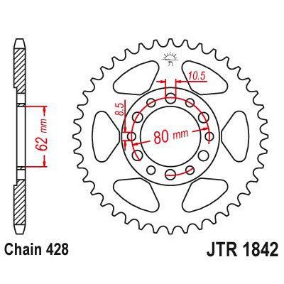 JT Sprockets Rear Steel Sprocket 42 Tooth 42T 428 Chain JTR1842.42