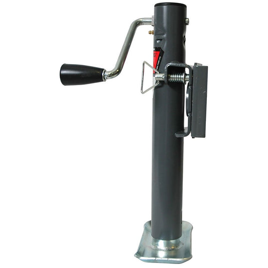 Bulldog Round Trailer Jack, Side Mount, 2,000 lbs. Lift Capacity, Side Wind, Weld-On, 10 in. Travel