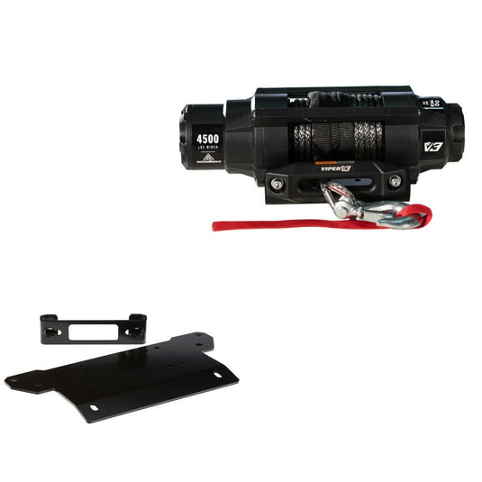 Viper 4500lbs V3 Winch Black Rope With Mount For Polaris Ranger Crew 900 Full Size 4x4 2014-2020