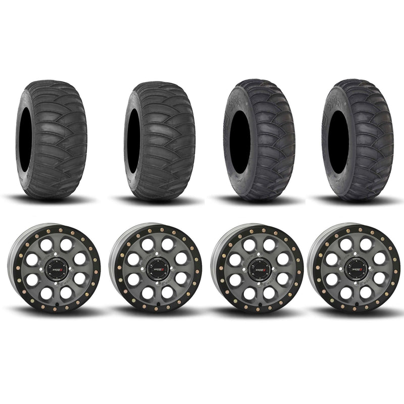 Load image into Gallery viewer, System 3 SB-7 Beadlock Titanium 15&quot; Wheels And SS360 Sand/Snow Tires [32x10-15] ,[32x12-15]
