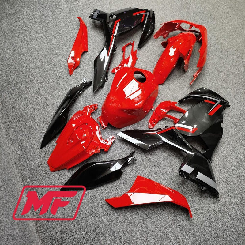 Load image into Gallery viewer, Monster Fairings Full Kit Kawasaki EX400 18-23 Gloss Red Black Silver + Windshield + Gas Tank Cover
