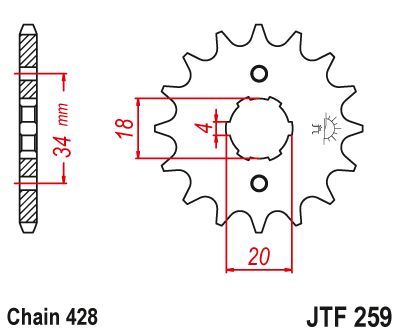 Load image into Gallery viewer, JT Sprockets Front Steel Countershaft Sprocket 14 Tooth 14T 428 Chain JTF259.14
