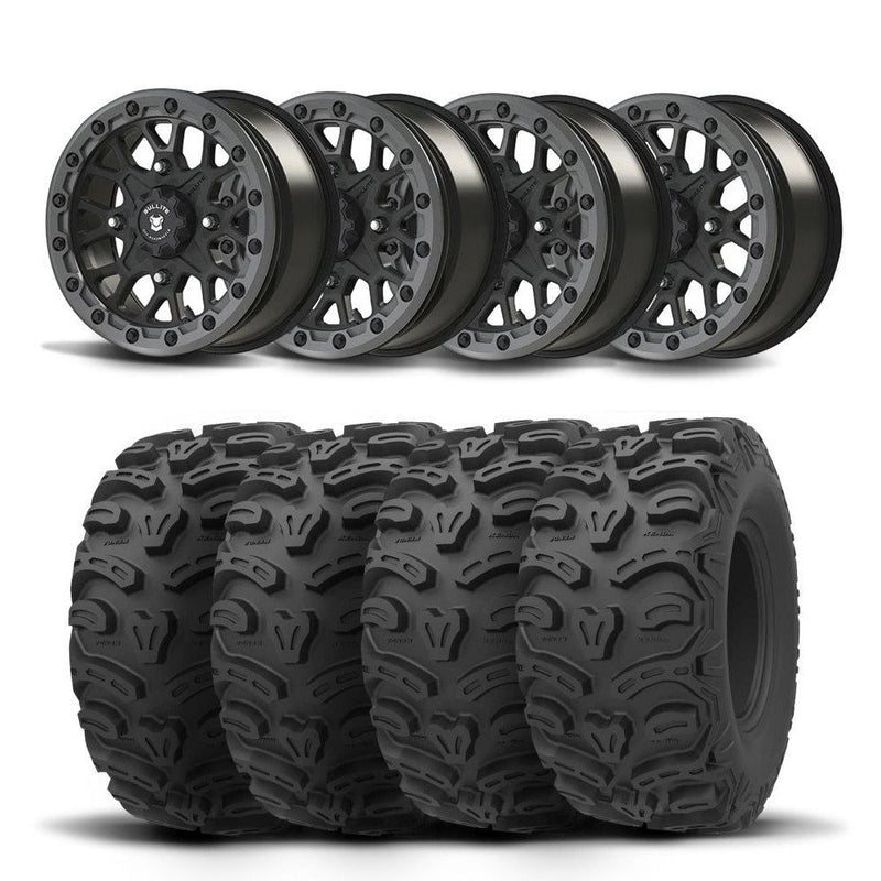 Load image into Gallery viewer, Set of Four Bullite Rider Wheels 14&quot; Gray And Kenda K587 Bearclaw HTR Tires [26x11R-14]
