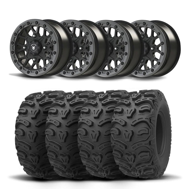 Load image into Gallery viewer, Set of Four Bullite Rider Wheels 14" Gray And Kenda K587 Bearclaw HTR Tires [26x11R-14]
