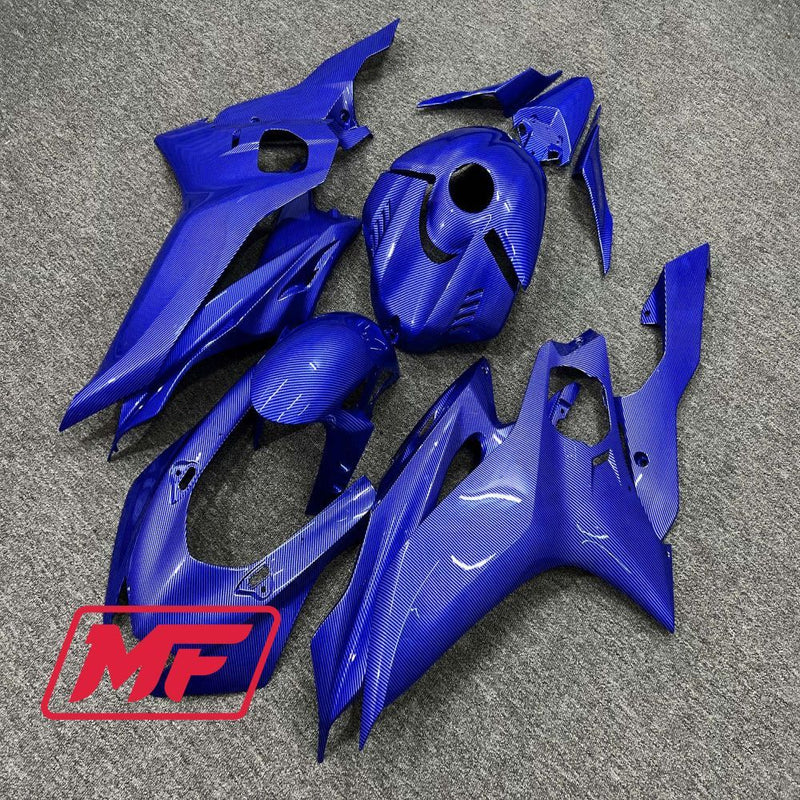 Load image into Gallery viewer, Monster Fairings Full Kit Yamaha R6 17-22 Blue Carbon Fiber Style + Windshield + Gas Tank Cover
