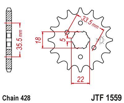 JT Sprockets Front Steel Countershaft Sprocket 14 Tooth 14T 428 Chain For Yamaha TW200 1989-2024 JTF1559.14