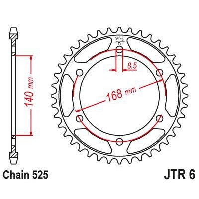 JT Sprockets Rear Steel Sprocket 42 Tooth 42T 525 Chain JTR6.42