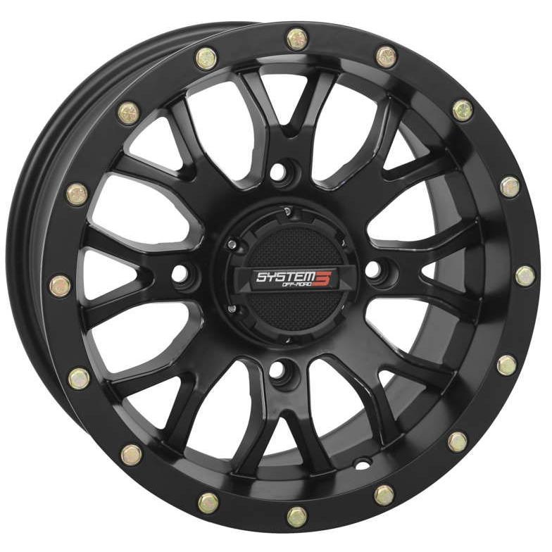 Load image into Gallery viewer, System 3 ST-3 Simulated Beadlock Matte Black Wheel 18x7 4/137 4+3 (+10mm)
