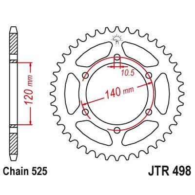 JT Sprockets Rear Steel Sprocket 38 Tooth 38T 525 Chain For Kawasaki ZR7S ZR750 F1-F5 1999-2004 JTR498.38