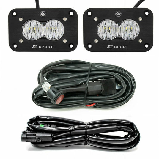 Baja Designs Reverse Light Kit Pair Black Flush Mount S2 Sport Series Wide Cornering Pattern Clear Lens Universal 547807
